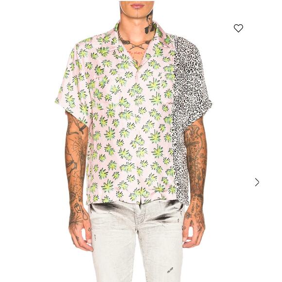 Amiri Shirt Mens XL Split Palm Leopard Silk Camp Button Up Tropical Edgy Luxury - Picture 1 of 14